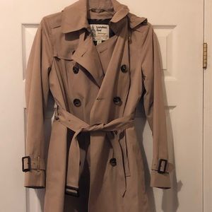 Hooded Double-Breasted London Fog Trench Coat
